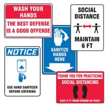 Social Distancing & Hand Sanitizing Safety Signs