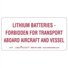 Primary Lithium Batteries Forbidden Markings