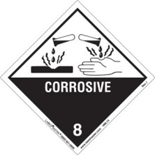 Worded Corrosive Labels