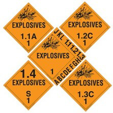 Hazardous Placards - Hazard Class 1 Explosive