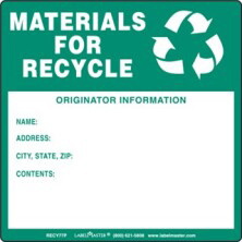 Materials for Recycle Labels With Originator Info, Unruled