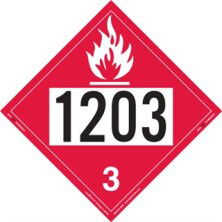 UN 1203 Flammable Liquid Placard -- Gasoline or Petrol
