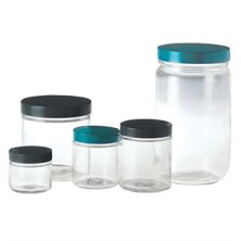 Clear Straight Sided Round Jars with Caps
