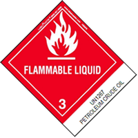UN1267 - DOT Hazard Class 3 - Flammable Liquid 1267 Label