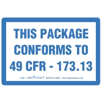 This Package Conforms to 49 CFR Marking, 173.13