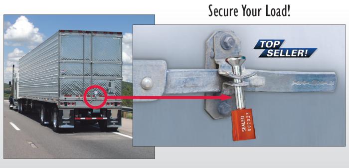 Trailer Cargo Container. 600-8” Red Plastic Seal Security with Print Progressive Numbering Shipping Seals for Truck 