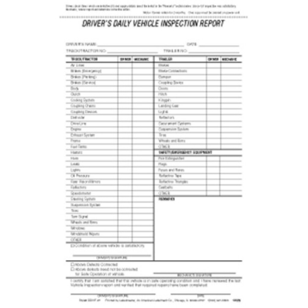 Truck Driver Inspection Forms