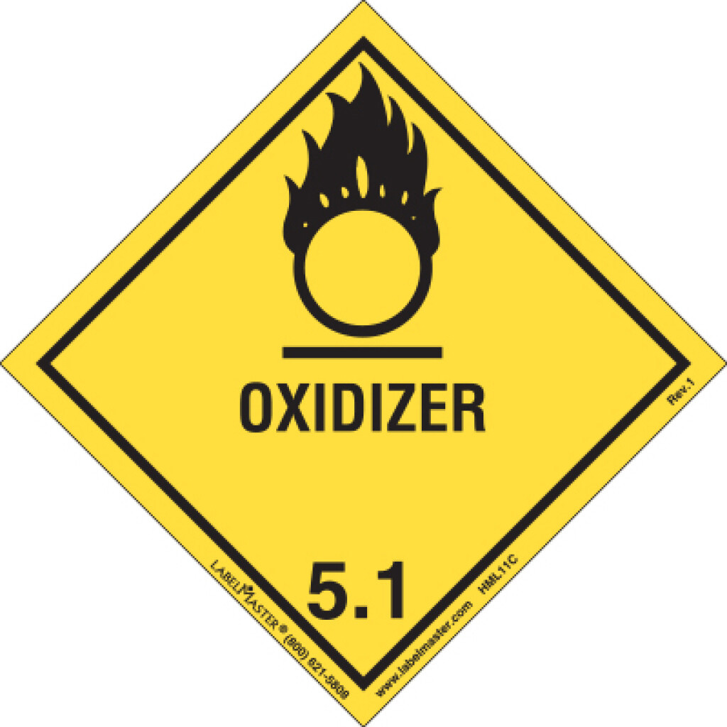 DOT Hazard Class 5, Oxidizer Label