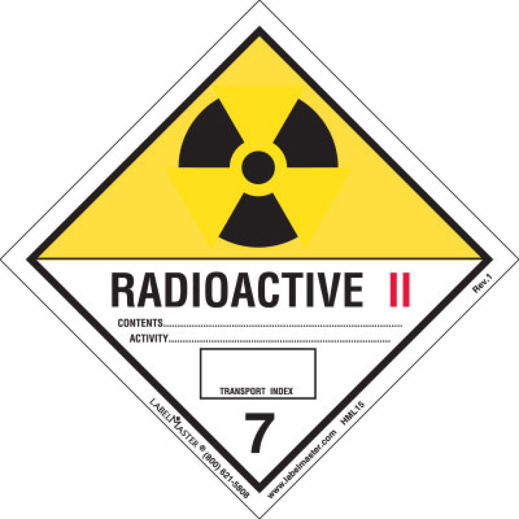 DOT Hazard Class 7, Radioactive II Label