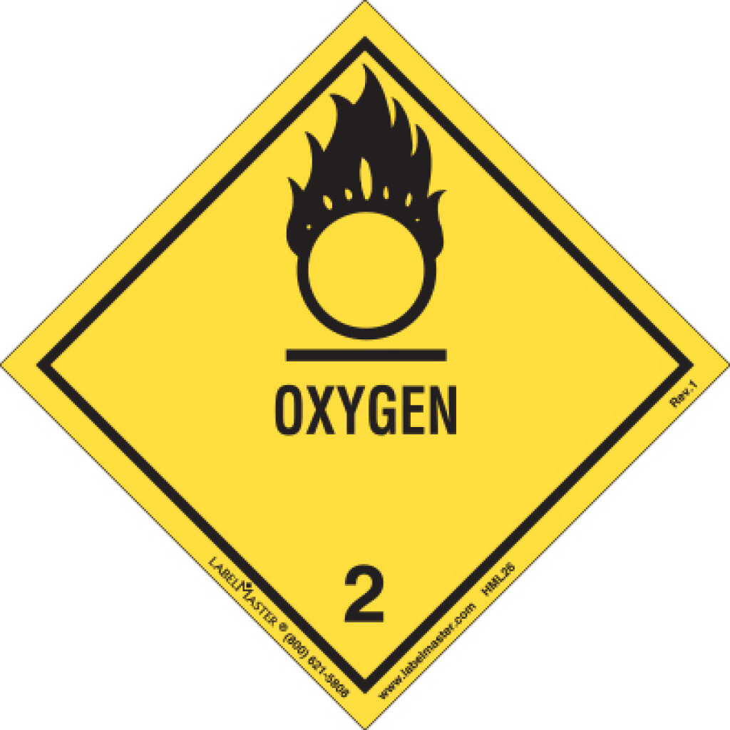 DOT Hazard Class 2, Oxygen Label