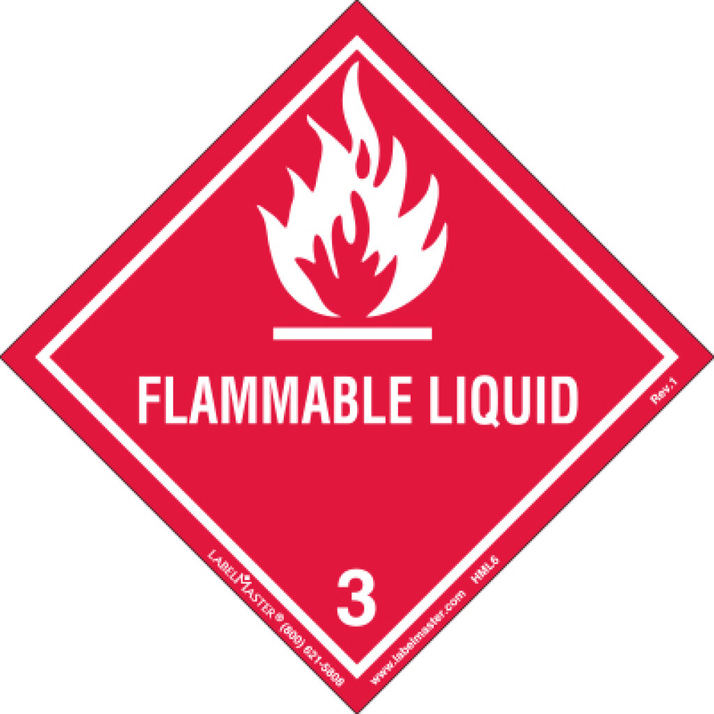 DOT Hazard Class 2, Flammable Liquid Label