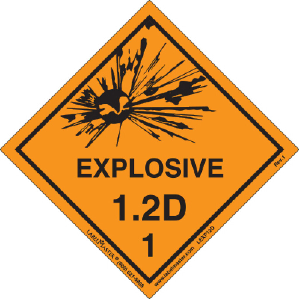 DOT Hazard Class 1.2 Explosives Label