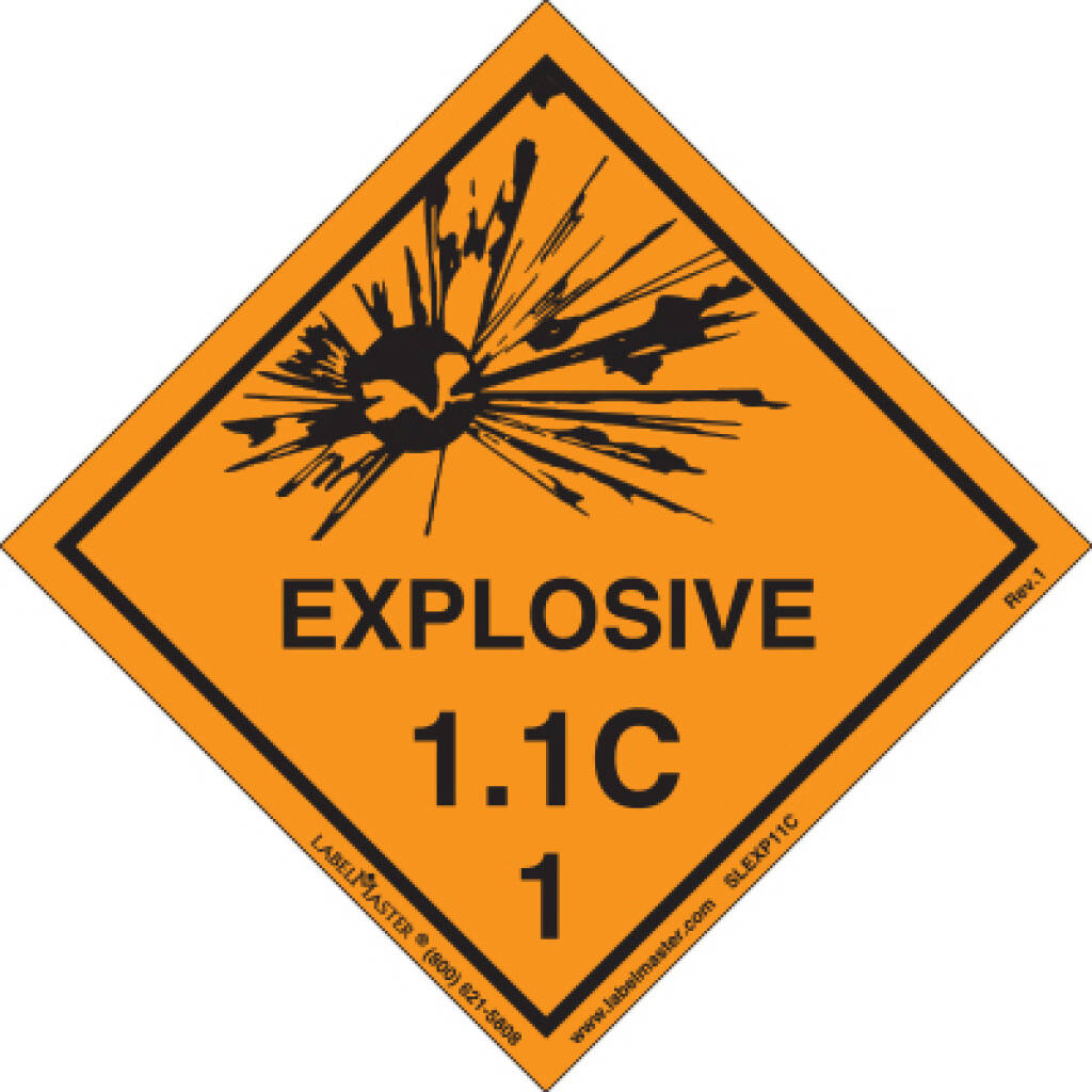 DOT Hazard Class 1.1 Explosives Label