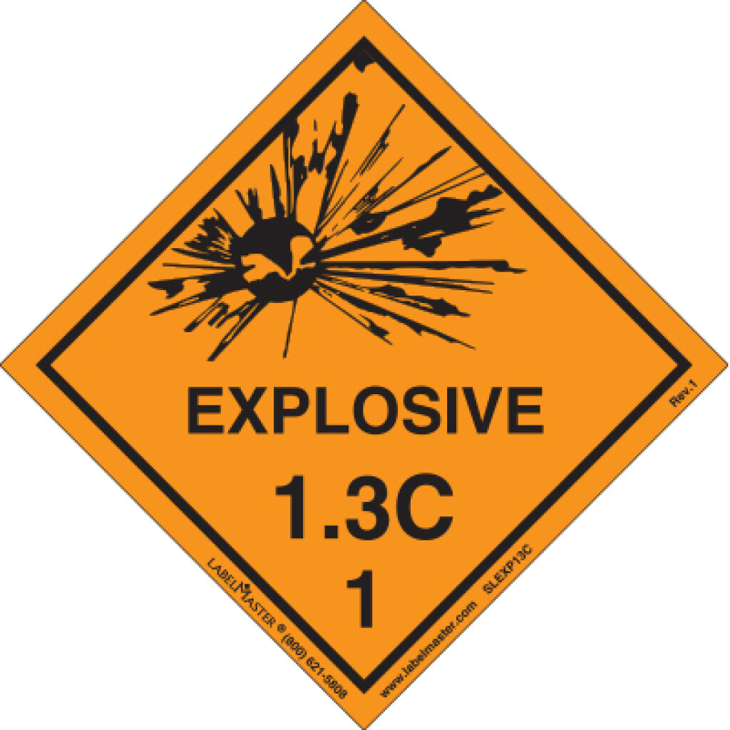 DOT Hazard Class 1.3 Explosives Label