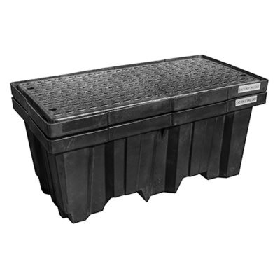2 Drum Nestable Spill Pallet, Black, Without Drain