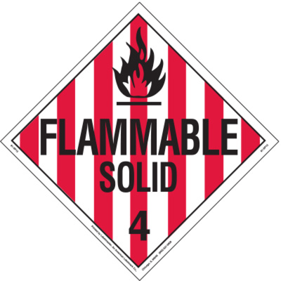 Flammable Solid Placard, Worded, Aluminum, Sold Individually