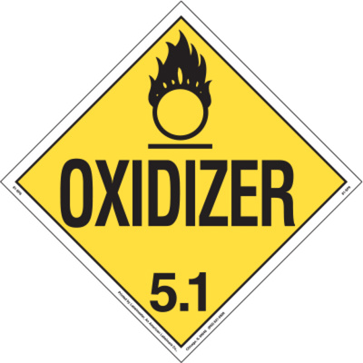 Oxidizer Placard, Worded, Aluminum, Sold Individually