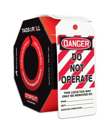 OSHA Danger Tags By- The Roll: LO/TO Do Not Operate Roll of 100