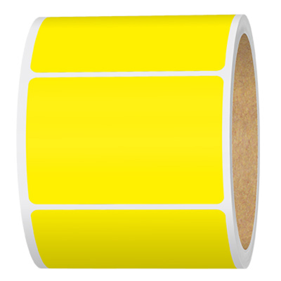 Blank Label, Rectangle, 2" x 3", Yellow, Fluorescent Paper, Roll of 500