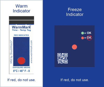 Cold Chain Complete Temperature Indicators, 2° – 8° C / 36° – 46° F