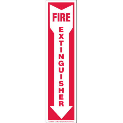 Removable Vinyl Fire Extinguisher Arrow Label 4” x 12”
