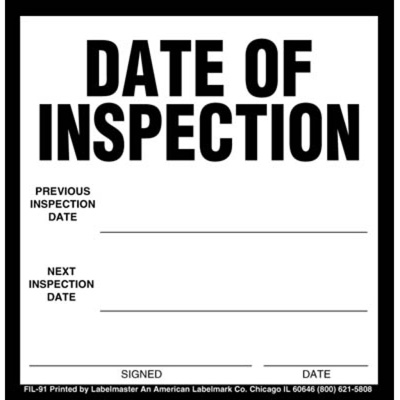 Date of Inspection Label, Vinyl, 6" x 6"