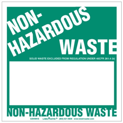 Non-Hazardous Waste Label, Blank 1/2 Open Box, Stock PVCF