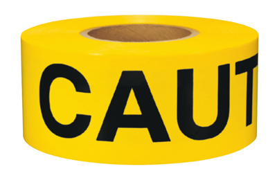 Barricade Tape, 3" x 1,000', Message: "Caution/Caution"