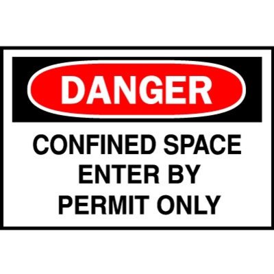 Confined Space Sign, 10" x 14", plastic