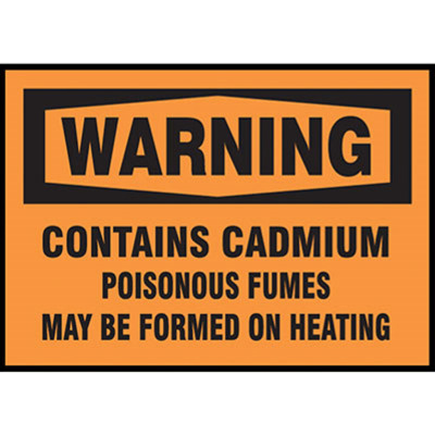 Cadmium Sign, 3 1/2" x 5", Adhesive Dura-Vinyl™