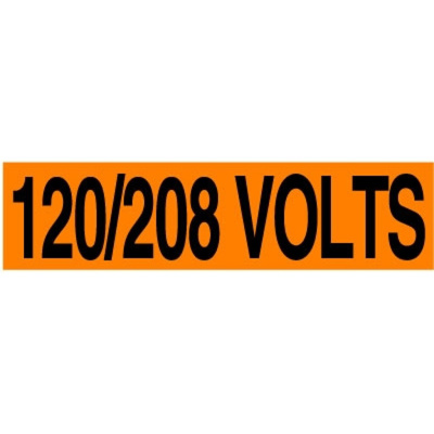 Electrical Labels, 120/208V, 1.125" x 4.5", 4 Labels/Card