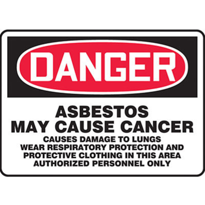Asbestos Sign, 7" x 10", Dura-Plastic™