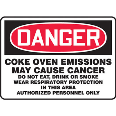 Coke Oven Emissions Sign, 7" x 10", Aluminum