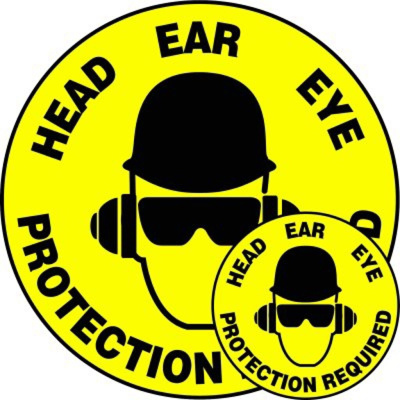 Head Ear Eye Protection Required, 17" Dia., Slip-Gard™