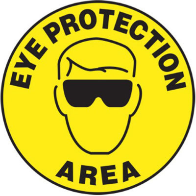 Eye Protection Sign, 17" diameter, Slip-Gard™ vinyl