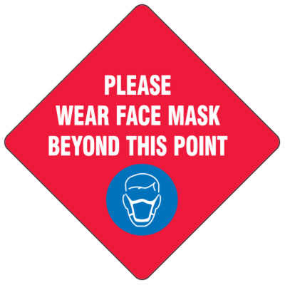 Please Wear A Face Mask Beyond This Point (Red), 12" x 12", Self Sticking Vinyl