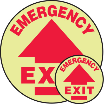 Emergency Exit, 17" Dia., Glow-in-the-Dark Slip-Gard™