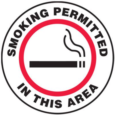 Smoking Permitted In This Area Sign, 8" dia., Slip-Gard™ vinyl