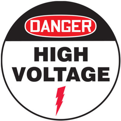 Danger High Voltage Sign, 8" diameter, Slip-Gard™ vinyl