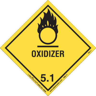 Oxidizer Label, Worded, Paper, Roll of 500 