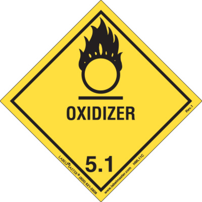 Oxidizer Label, Worded, Paper, Roll of 100 