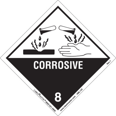 Corrosive Label, Worded, Paper, Roll of 100 