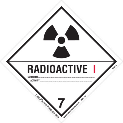 Radioactive I Label, Worded, Paper, Roll of 500 
