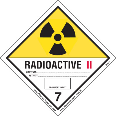 Radioactive II Label, Worded, Paper, Roll of 500 