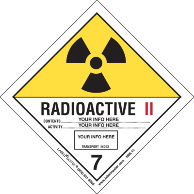 Radioactive II Label, Shipping Name, Paper