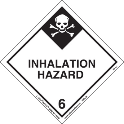 Inhalation Hazard Label, Worded, Paper, Pack of 50 