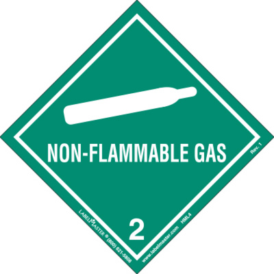 Non-Flammable Gas Label, Worded, Paper, Pack of 50