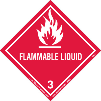 Flammable Liquid Label, Worded, Paper, Roll of 500 