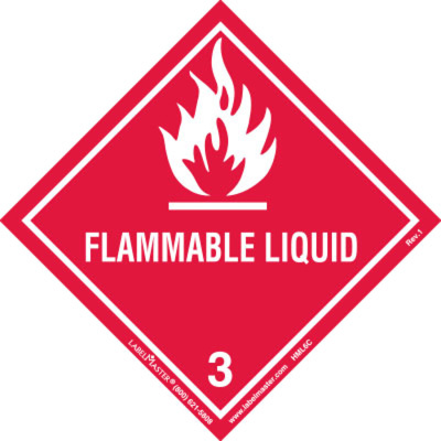 Flammable Liquid Label, Worded, Paper, Roll of 100 