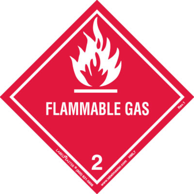 Flammable Gas Label, Worded, Paper, Roll of 500 